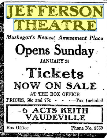 jan 1924 State Theatre (Jefferson Theatre), Muskegon